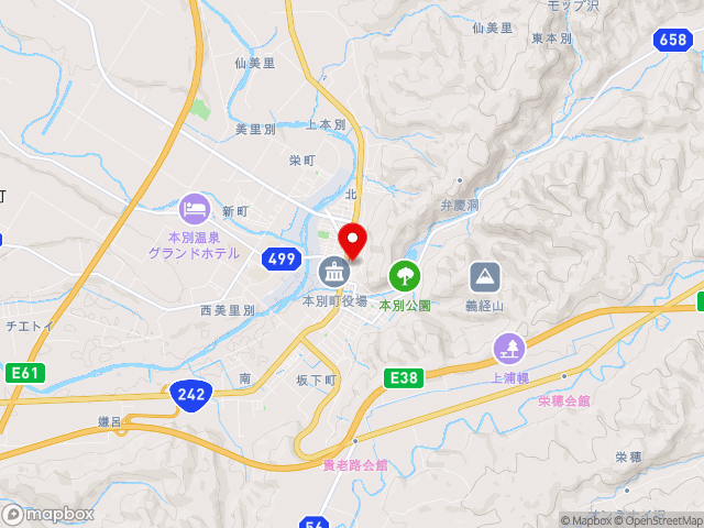 北海道の道の駅 ステラ★ほんべつの地図