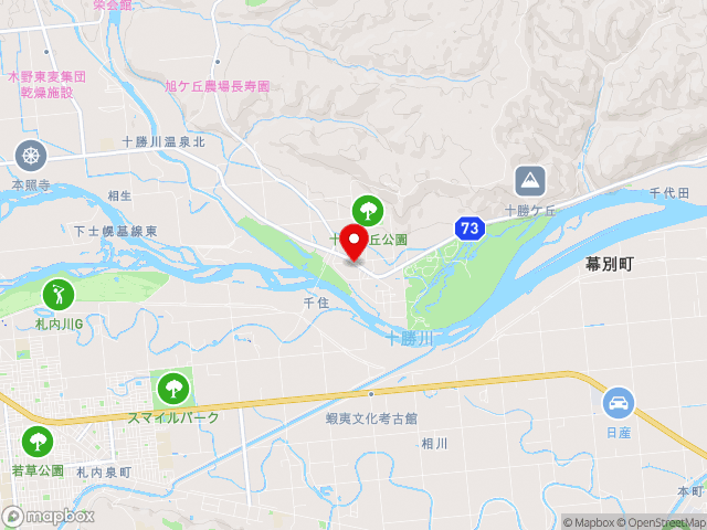 北海道道73号帯広浦幌線沿いの道の駅 ガーデンスパ十勝川温泉の地図