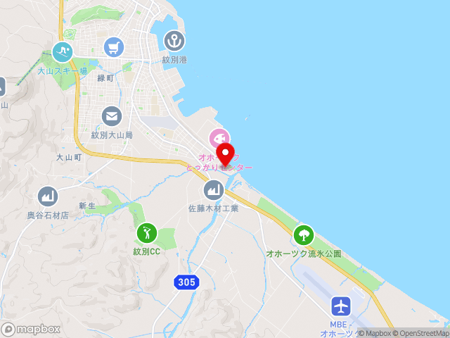 北海道の道の駅オホーツク紋別の地図