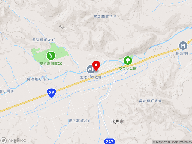 国道39号沿いの道の駅 おんねゆ温泉の地図