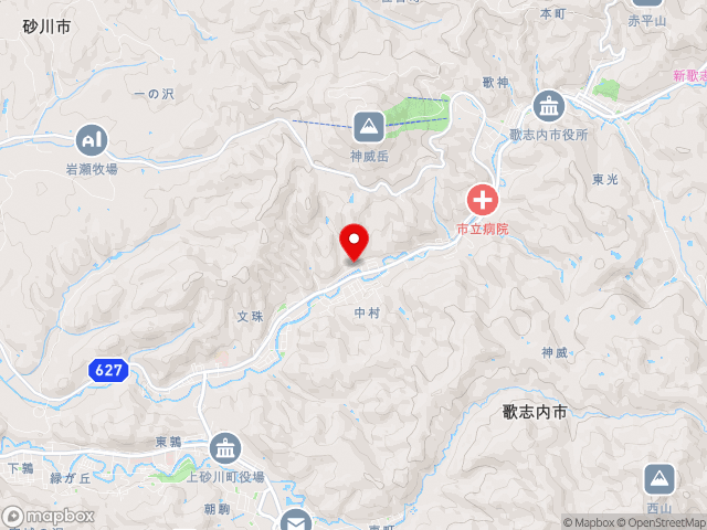 主要道道赤平奈井江線沿いの道の駅 うたしないチロルの湯の地図