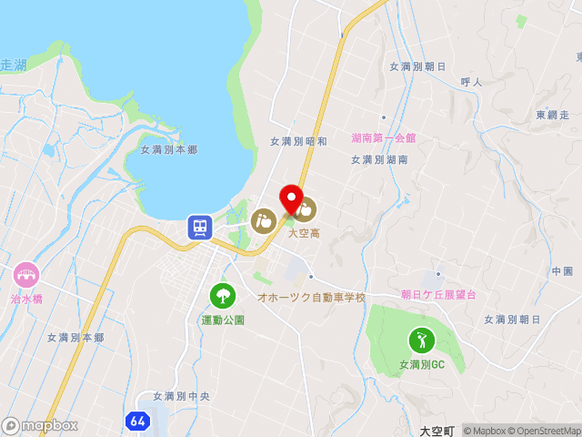 北海道の道の駅 メルヘンの丘めまんべつの地図