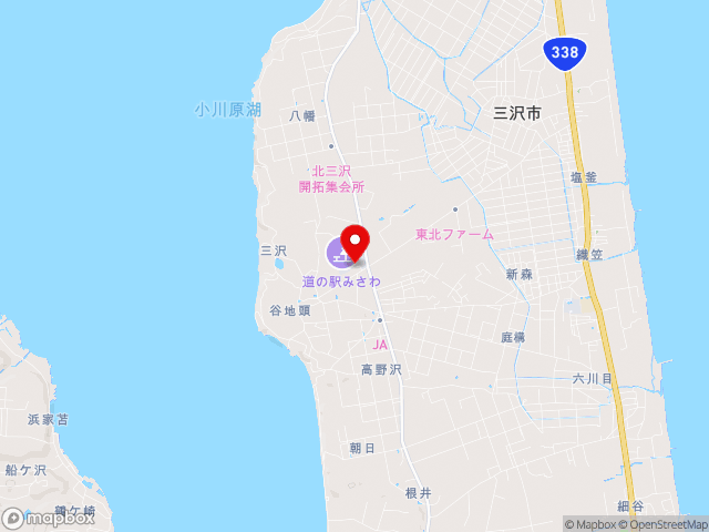 県道天ヶ森三沢線沿いの道の駅 みさわの地図