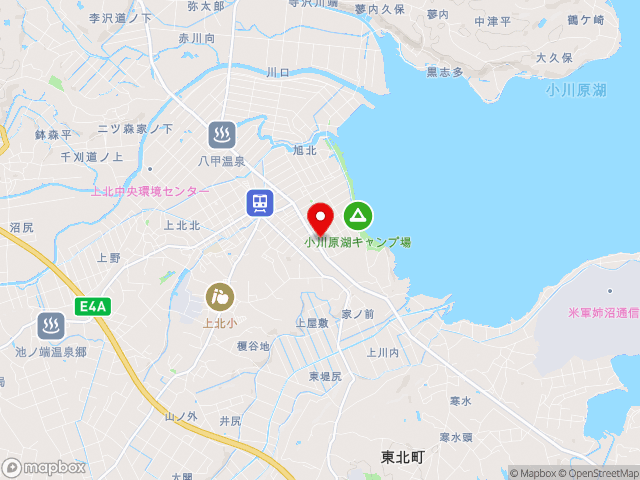 主要地方道八戸野辺地線沿いの道の駅 おがわら湖の地図