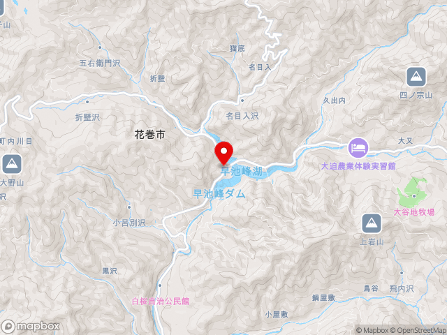主要地方道紫波川井線沿いの道の駅 はやちねの地図