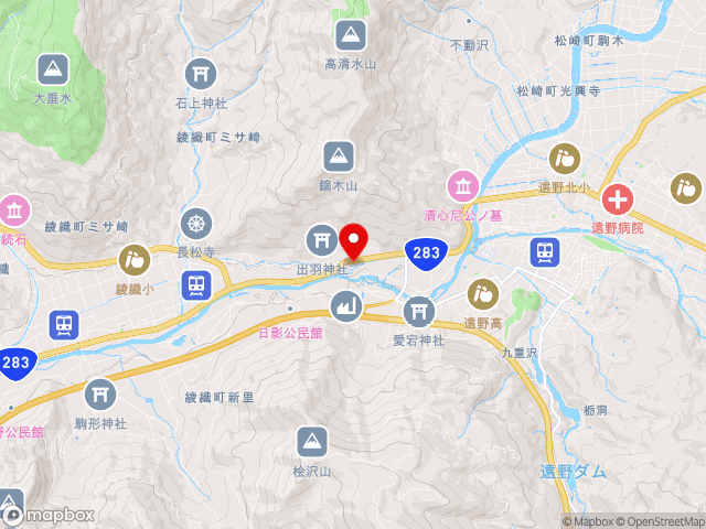 岩手県の道の駅 遠野風の丘の地図