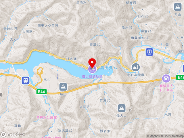 国道107号沿いの道の駅 錦秋湖の地図
