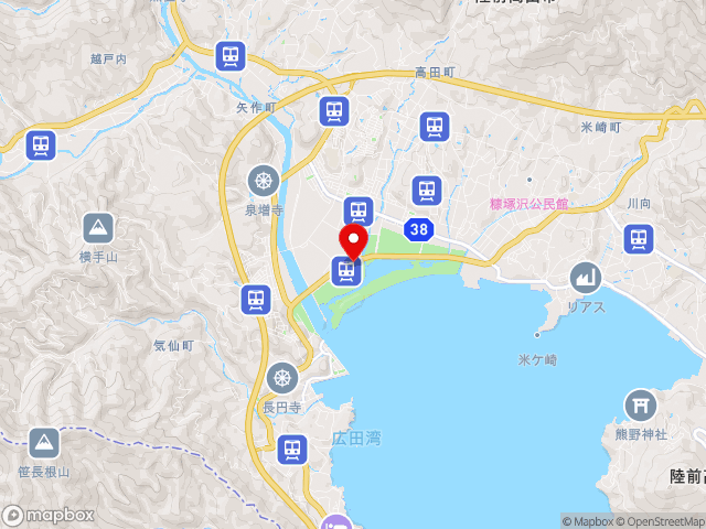 国道45号沿いの道の駅 高田松原の地図