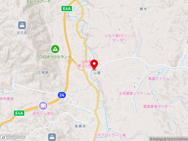 主要地方道軽米九戸線沿いの道の駅 おりつめの地図