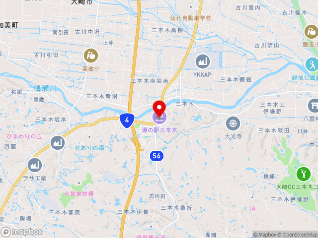 宮城県の道の駅 三本木の地図