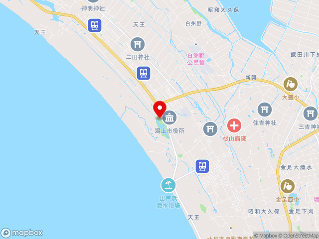 主要地方道秋田天王線沿いの道の駅 てんのうの地図