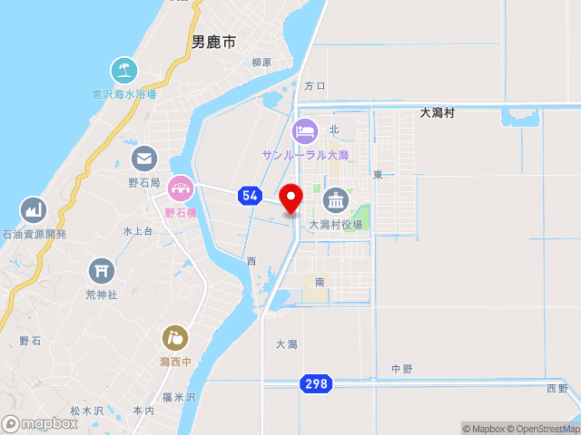 主要地方道男鹿八竜線沿いの道の駅 おおがたの地図