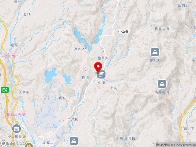 主要地方道大館十和田湖線沿いの道の駅 こさか七滝の地図