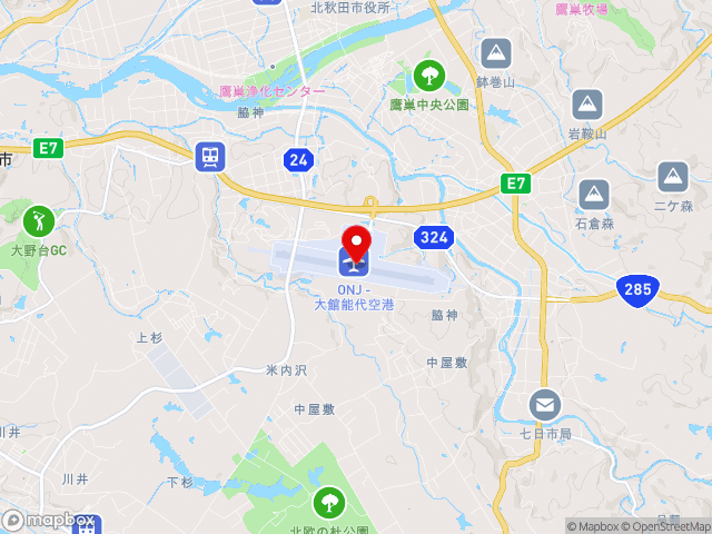 秋田県の道の駅大館能代空港の地図