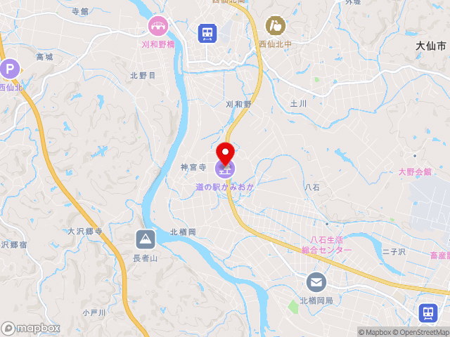 秋田県の道の駅かみおかの地図