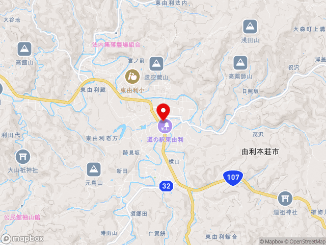 秋田県の道の駅東由利の地図