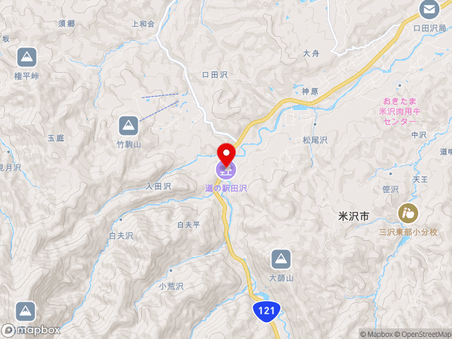 山形県の道の駅田沢の地図