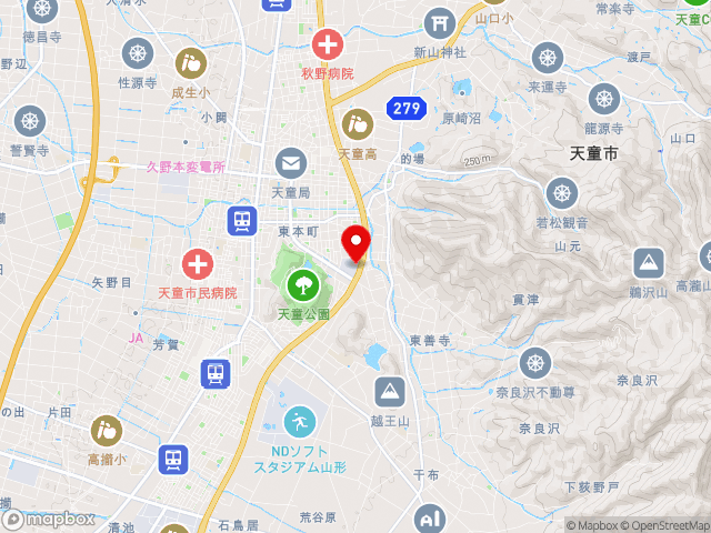山形県の道の駅天童温泉の地図