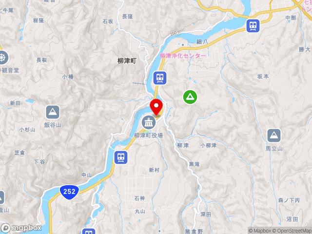 国道252号沿いの道の駅 会津柳津の地図
