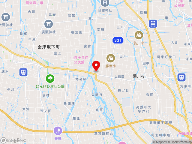 国道49号沿いの道の駅 あいづ　湯川・会津坂下の地図