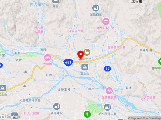 栃木県の道の駅湧水の郷しおやの地図