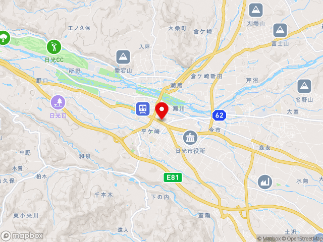 栃木県の道の駅日光の地図