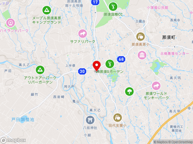 栃木県の道の駅 那須高原友愛の森の地図