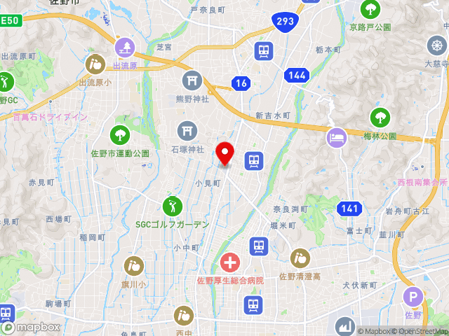 主要地方道佐野田沼線沿いの道の駅 どまんなか　たぬまの地図