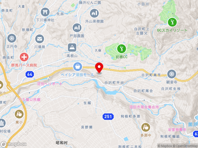群馬県の道の駅 白沢の地図
