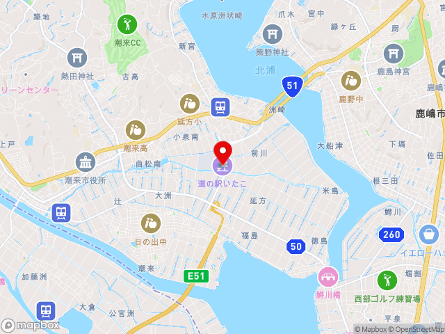 県道潮来佐原線沿いの道の駅 いたこの地図
