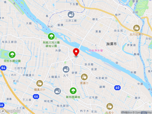 主要地方道加須北川辺線沿いの道の駅 童謡のふる里おおとねの地図