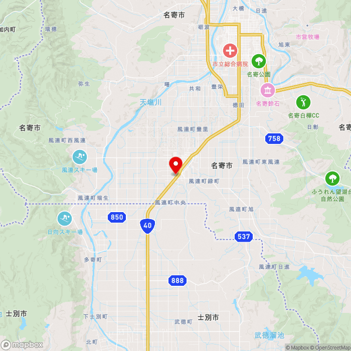 道の駅もち米の里☆なよろの地図（zoom11）北海道名寄市風連町西町334-1