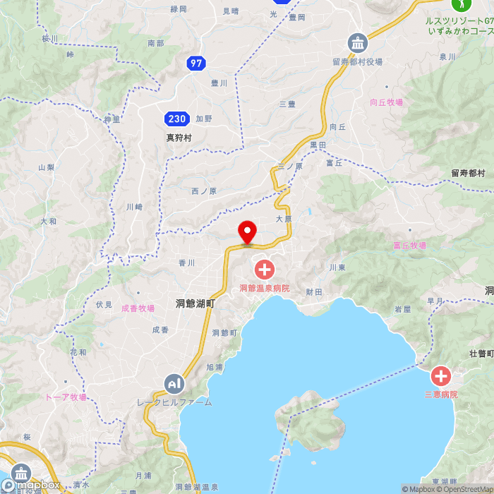道の駅とうや湖の地図（zoom11）北海道虻田郡洞爺湖町香川9-4