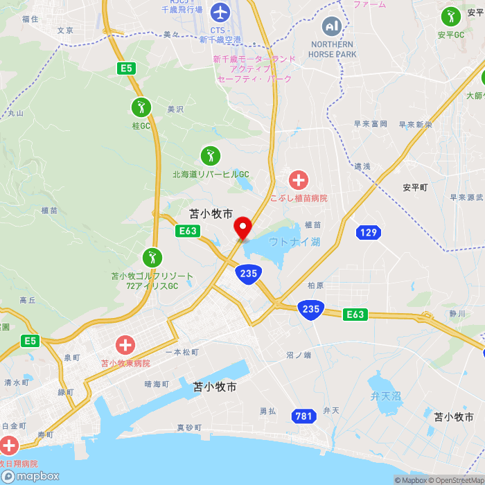 道の駅ウトナイ湖の地図（zoom11）北海道苫小牧市字植苗156-30