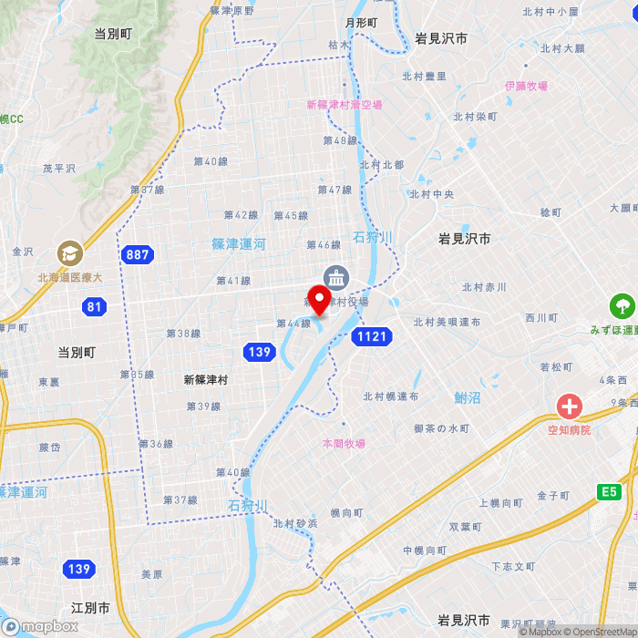 道の駅しんしのつの地図（zoom11）北海道石狩郡新篠津村第45線北2番地