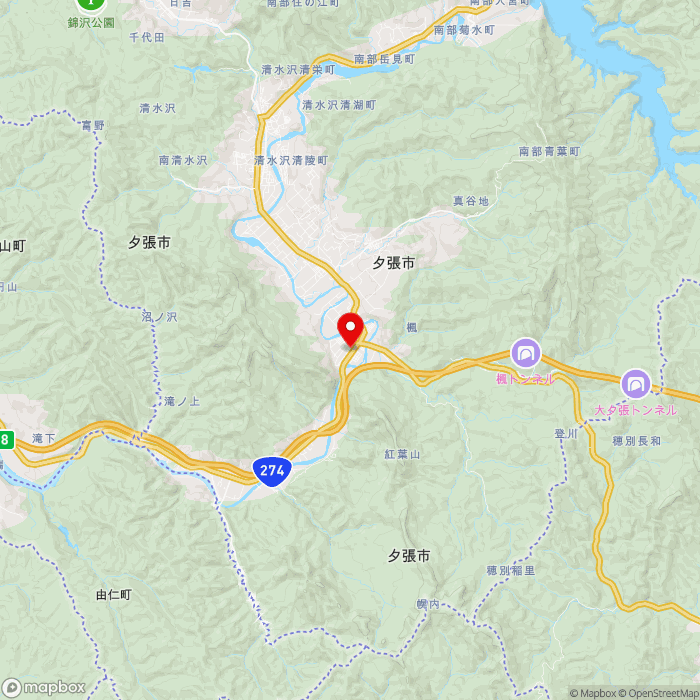 道の駅夕張メロードの地図（zoom11）北海道夕張市紅葉山529