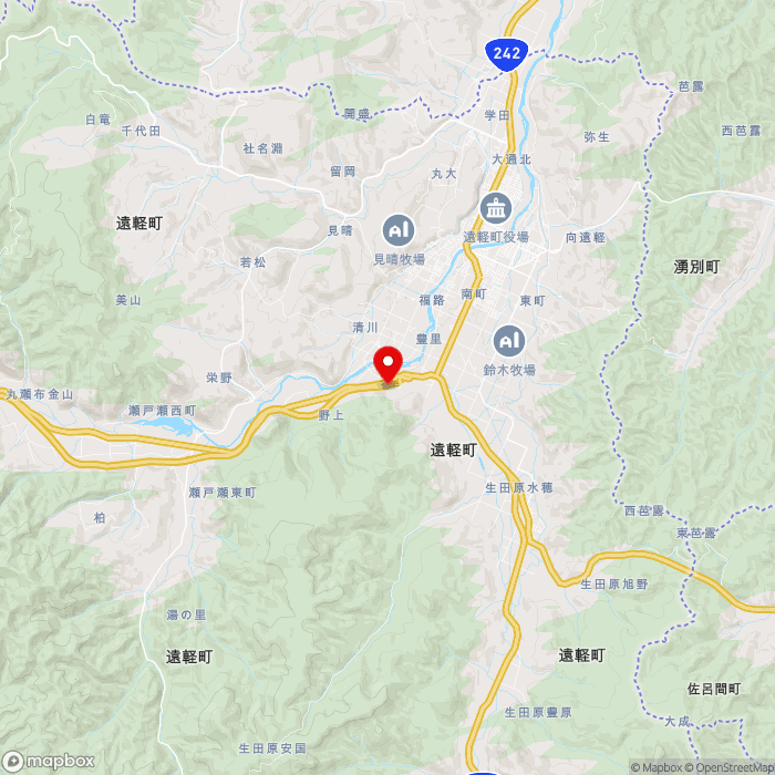 道の駅遠軽 森のオホーツクの地図（zoom11）北海道紋別郡遠軽町野上150番地1