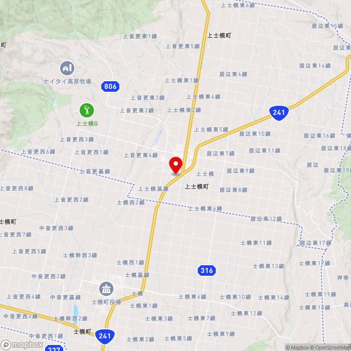 道の駅かみしほろの地図（zoom11）北海道河東郡上士幌町字上士幌東3線227番地1