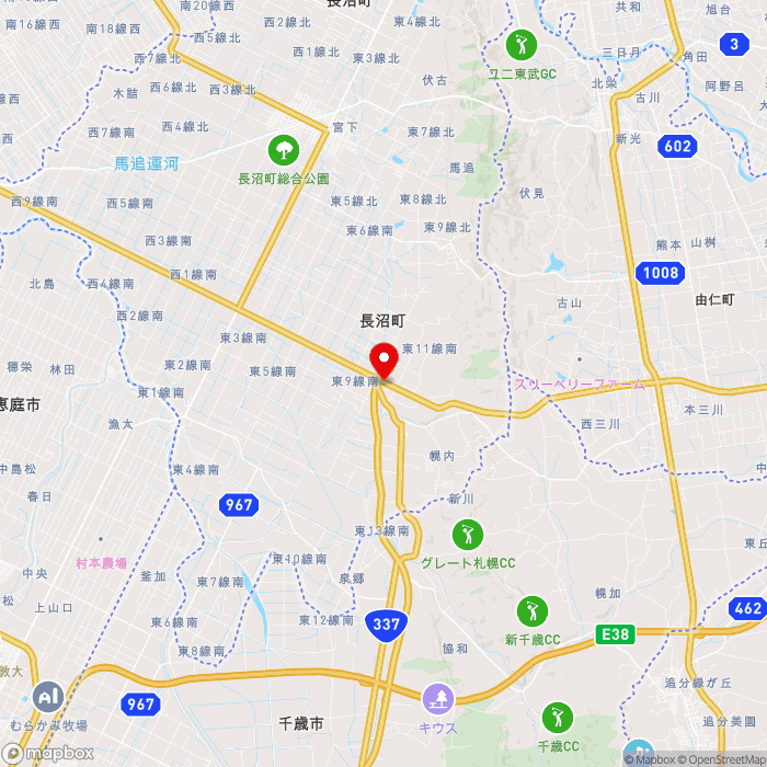 道の駅マオイの丘公園の地図（zoom11）北海道夕張郡長沼町東10線南7