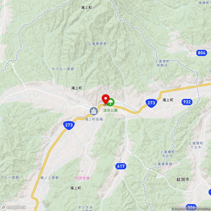 道の駅香りの里たきのうえの地図（zoom11）北海道紋別郡滝上町旭町