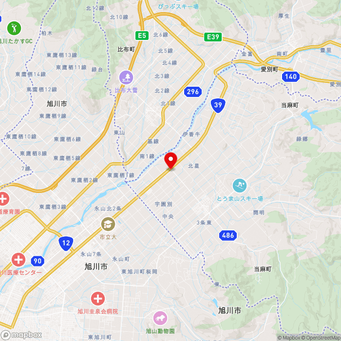 道の駅とうまの地図（zoom11）北海道上川郡当麻町字園別2区