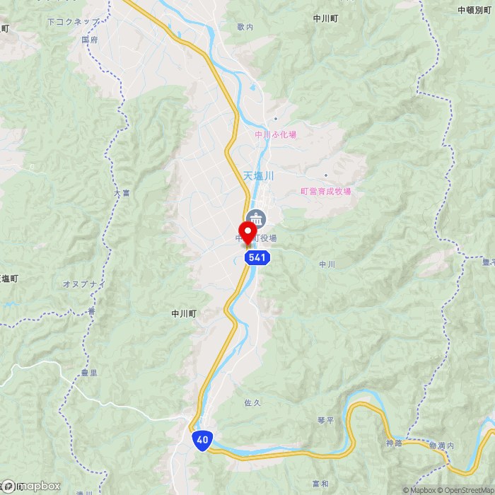 道の駅なかがわの地図（zoom11）北海道中川郡中川町字誉498-1