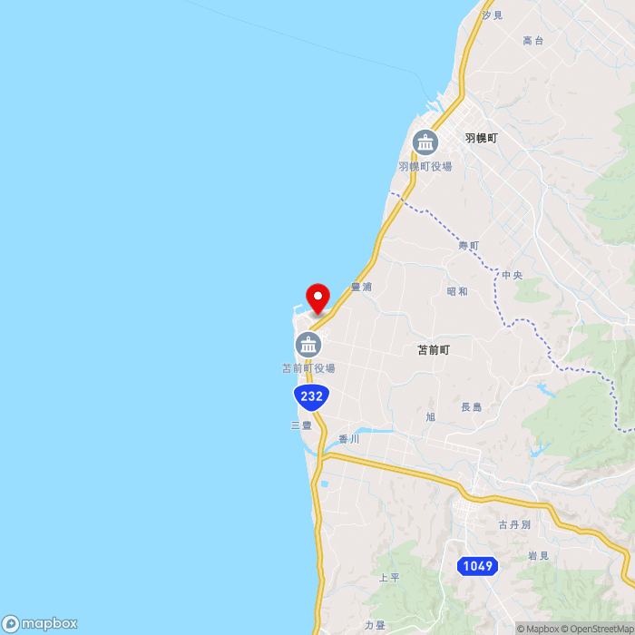 道の駅風Ｗとままえの地図（zoom11）北海道苫前郡苫前町苫前119-1