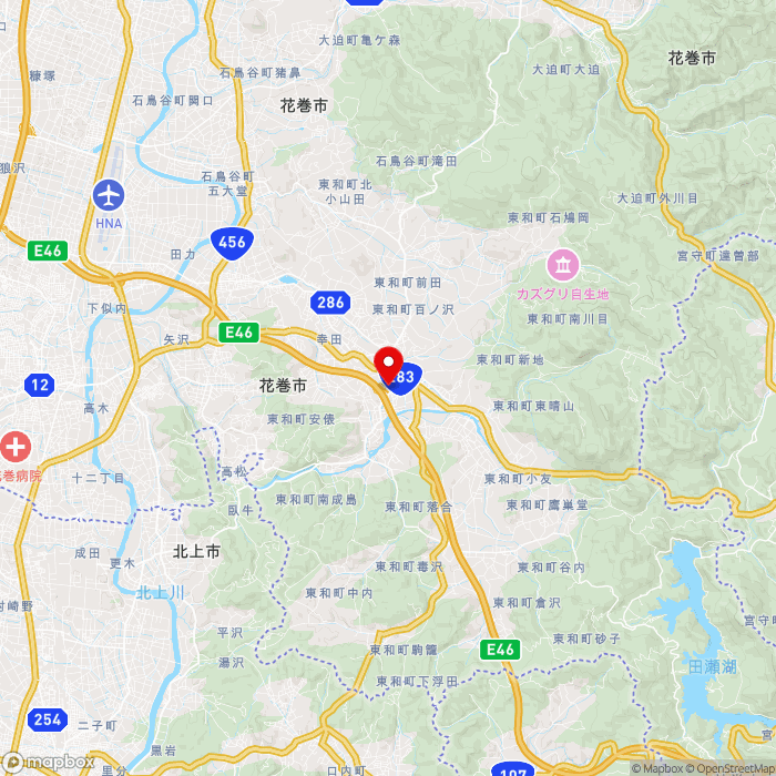 道の駅とうわの地図（zoom11）岩手県花巻市東和町安俵6区147-2