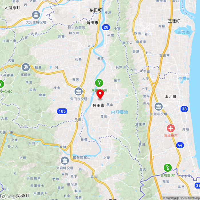 道の駅かくだの地図（zoom11）宮城県角田市枝野字北島81番地1