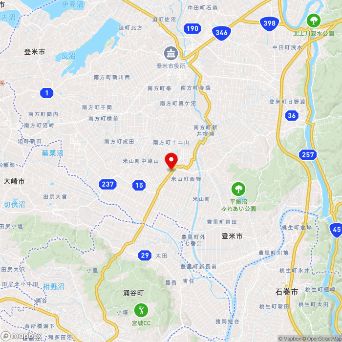 道の駅米山の地図（zoom11）宮城県登米市米山町西野字新遠田67