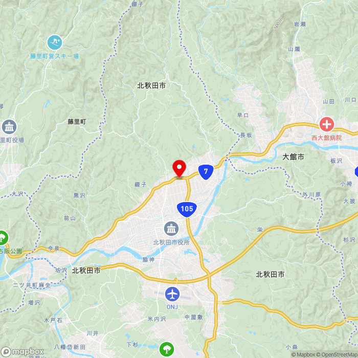 道の駅たかのすの地図（zoom11）秋田県北秋田市綴子大堤道下62-1