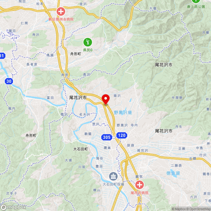 道の駅尾花沢の地図（zoom11）山形県尾花沢市芦沢1195-1