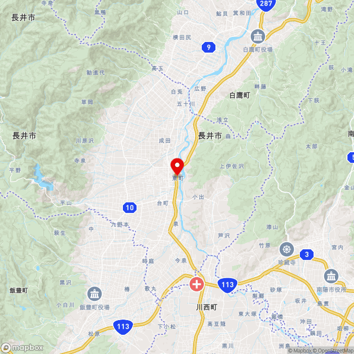 道の駅川のみなと長井の地図（zoom11）山形県長井市東町2-50