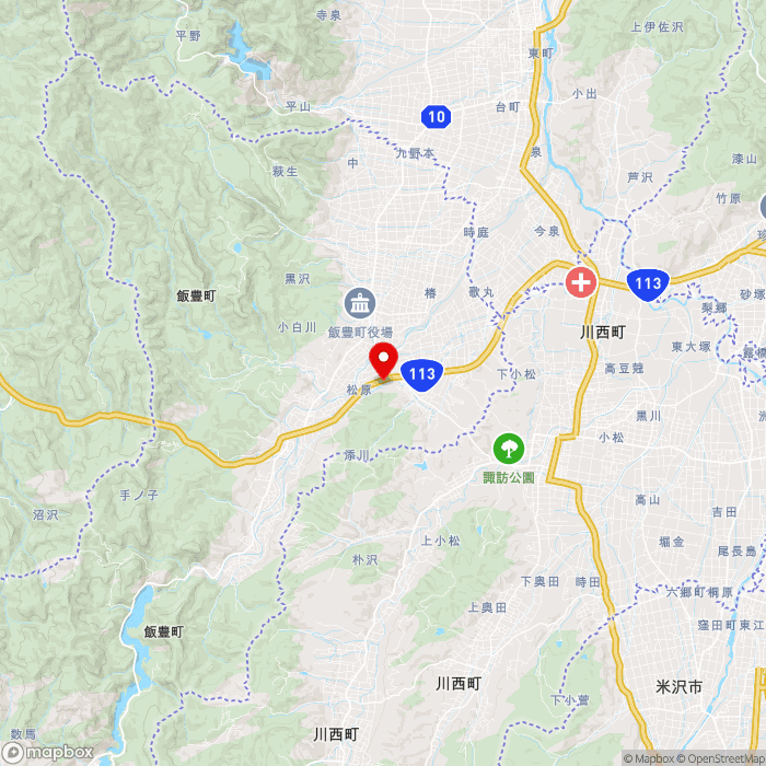 道の駅いいでの地図（zoom11）山形県西置賜郡飯豊町松原1898